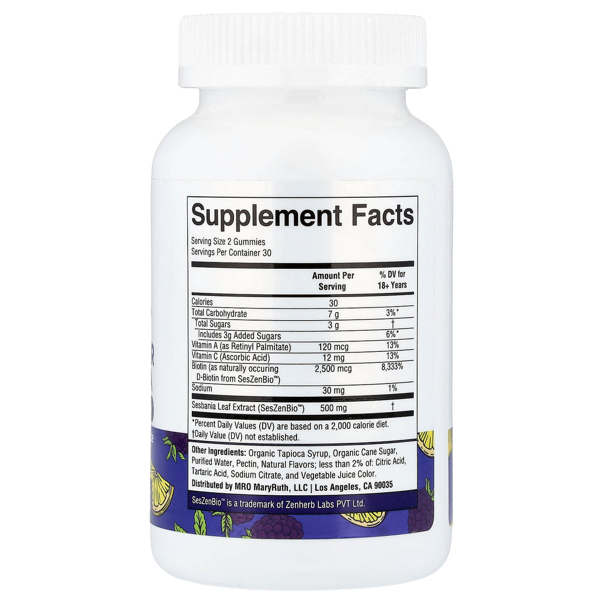 MaryRuth's, Daily Hair Formula Gummies, Blackberry Lemonade, 60 Gummies