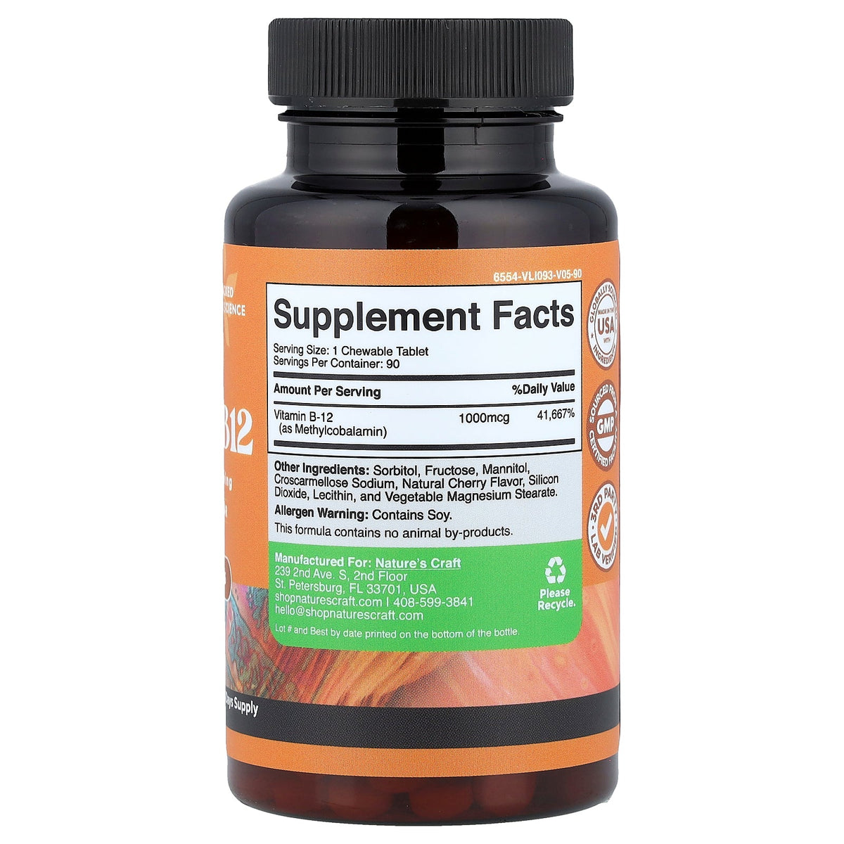 Nature's Craft, Methyl B12, Cherry, 1,000 mcg, 90 Chewable Tablets