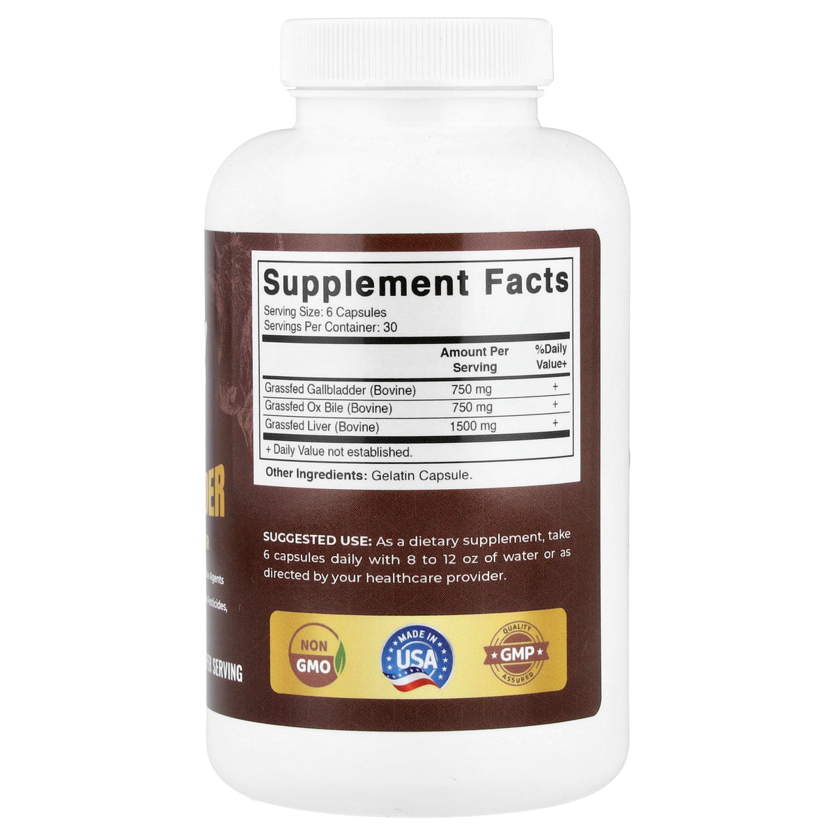 Vitamatic, Grassfed Gallbladder With Bile & Liver, 180 Capsules (500 mg per Capsule)