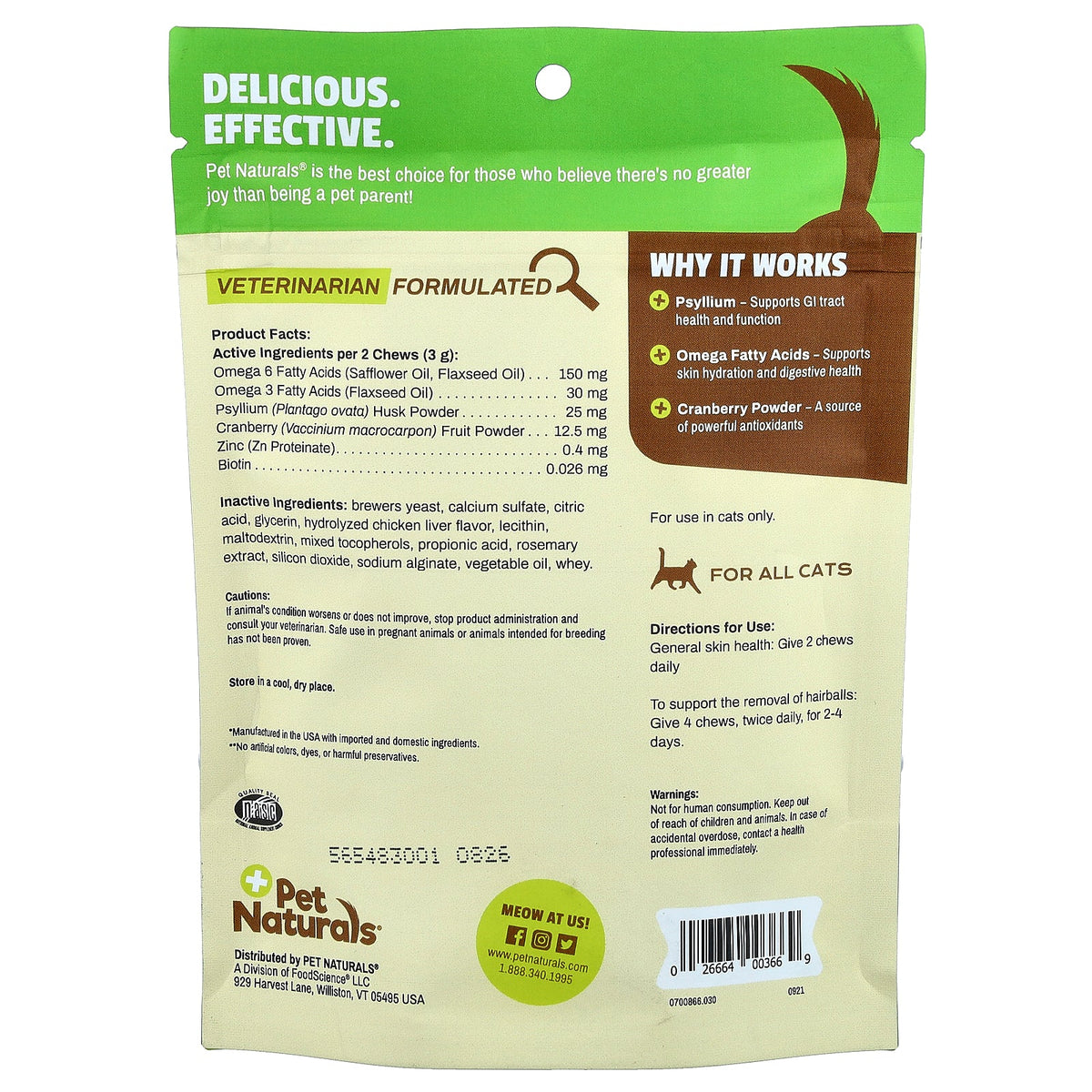 Pet Naturals, Hairball, For Cats, All Sizes, 30 Chews, 1.59 oz (45 g)