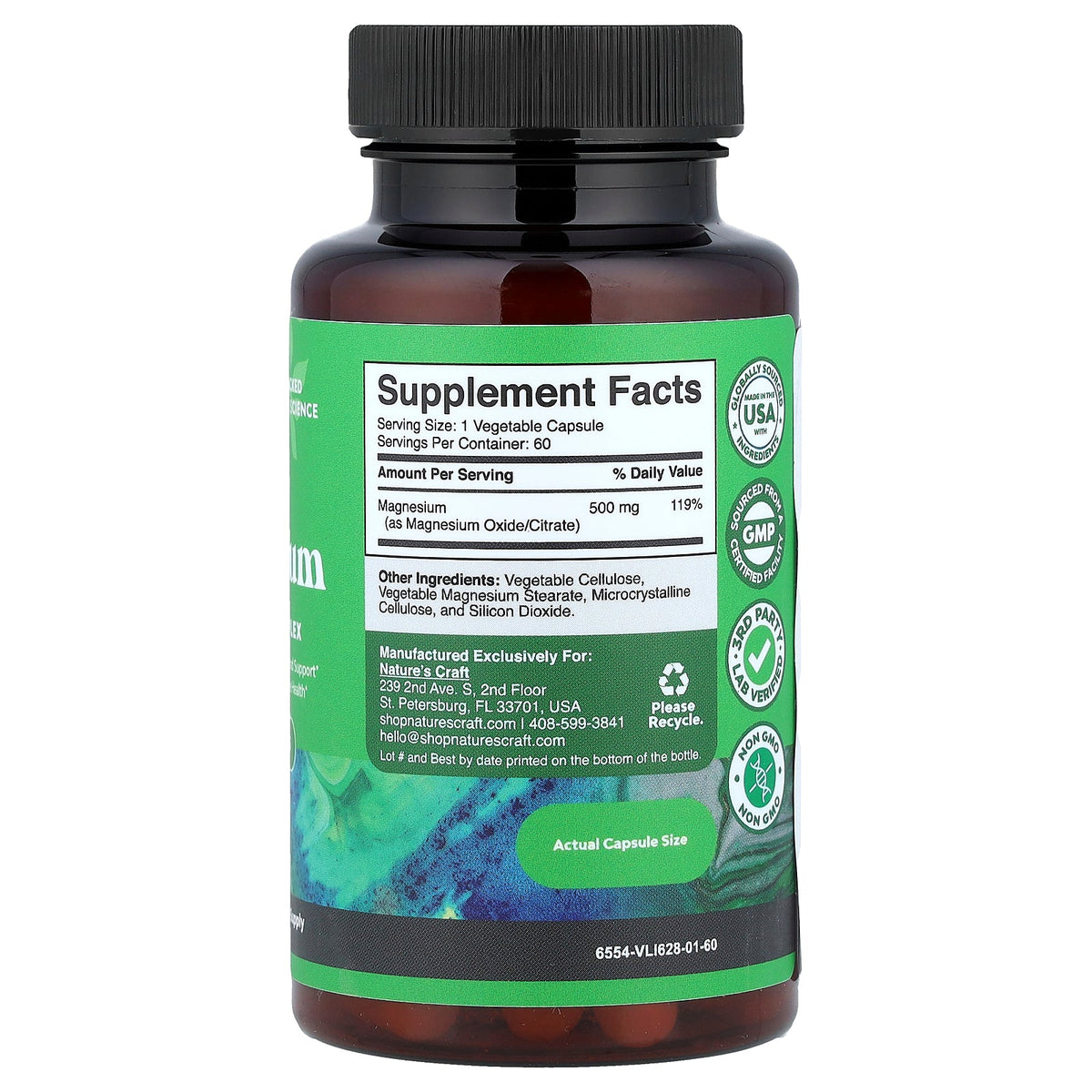 Nature's Craft, Magnesium, 60 Capsules (500 mg per Capsule)