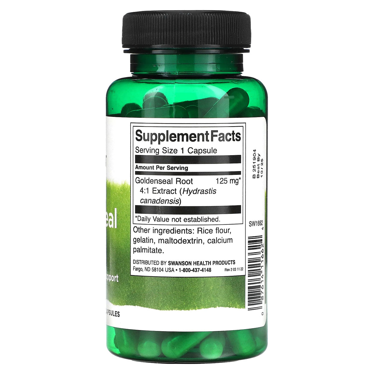 Swanson Vitamins, Goldenseal Root, 125 mg, 100 Capsules