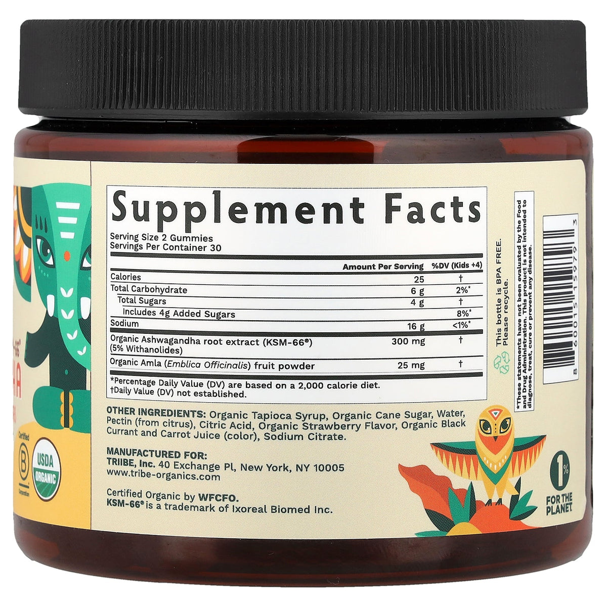Tribe Organics, KSM-66® Ashwagandha, For Kids and Teenageers, Strawberry, 60 Gummies