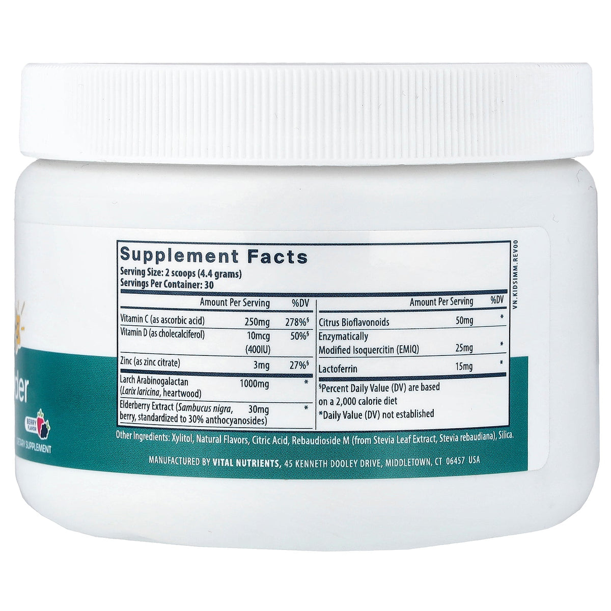 Vital Nutrients, Kids, Berry Brave Immune Powder, Berry, 4.65 oz (132 g)