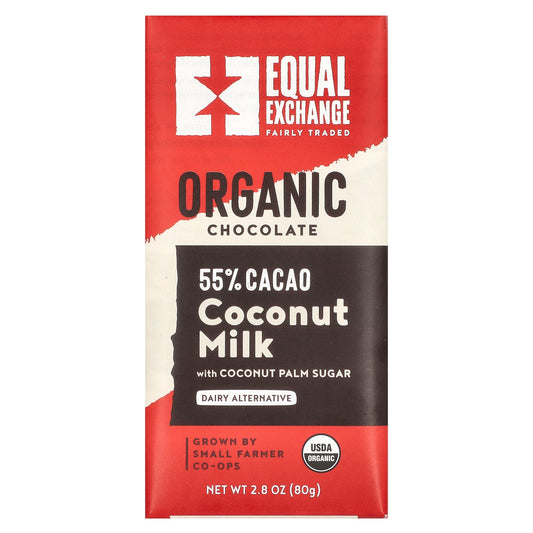 Equal Exchange, Organic Coconut Milk Chocolate,  With Coconut Palm Sugar, 55% Cacao, 2.8 oz (80 g)