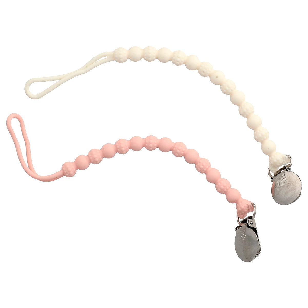 RaZbaby, RaZzies Pacifier Holder, 0m+, Pink/Beige, 2 Holders