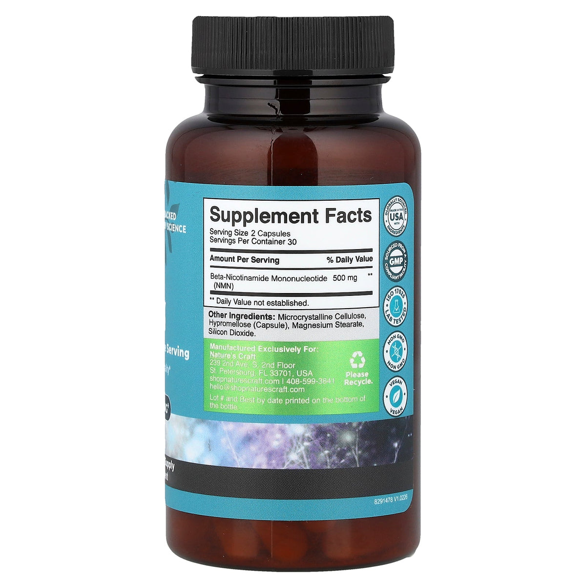 Nature's Craft, NMN, 60 Capsules (250 mg per Capsule)