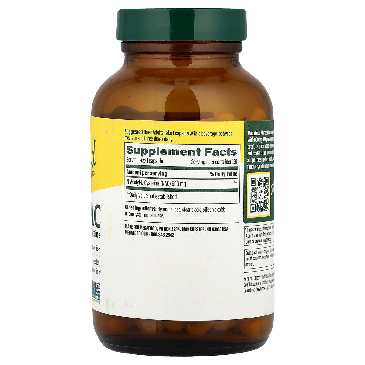 MegaFood, NAC, 600 mg, 120 Capsules