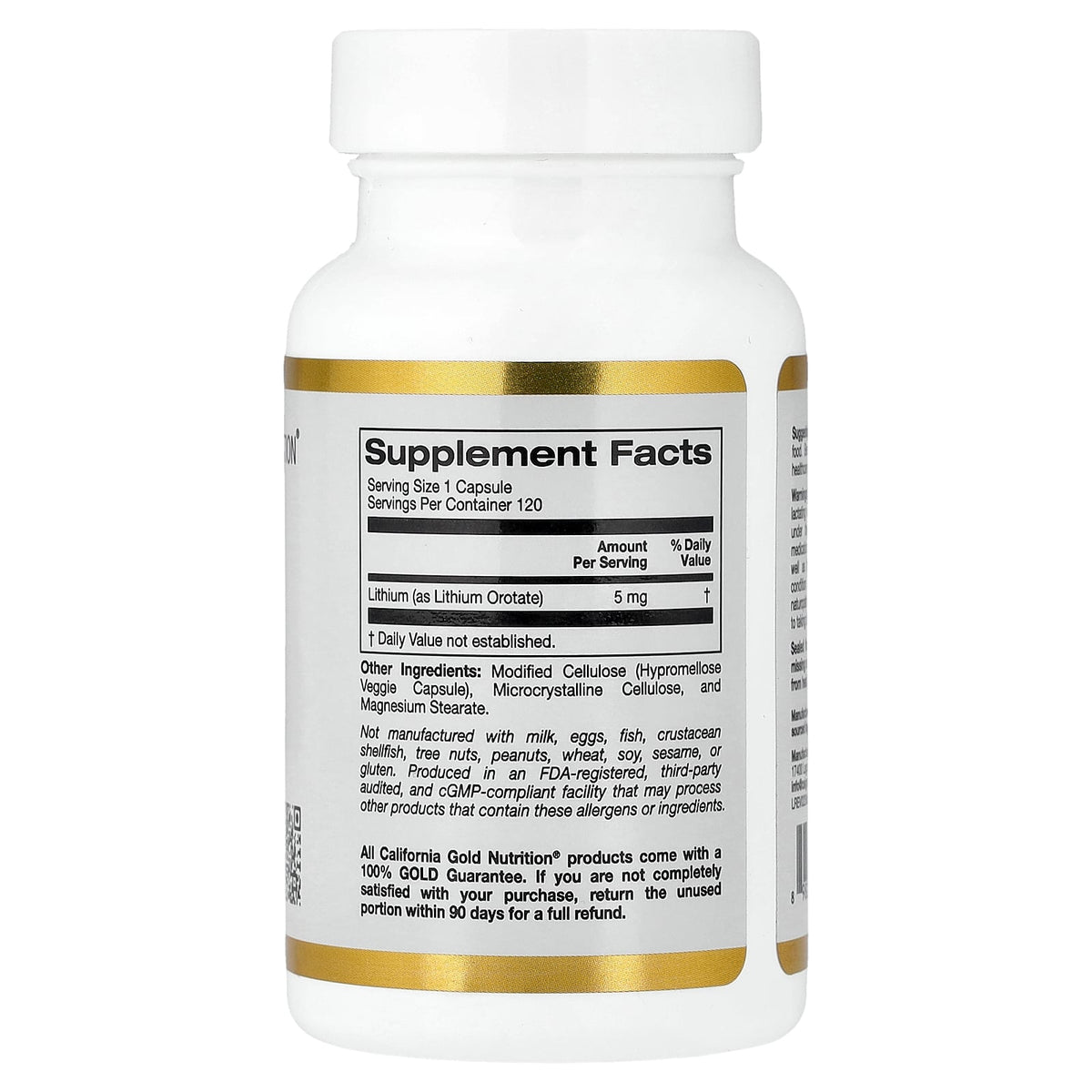 California Gold Nutrition, Lithium Orotate, 5 mg, 120 Veggie Capsules
