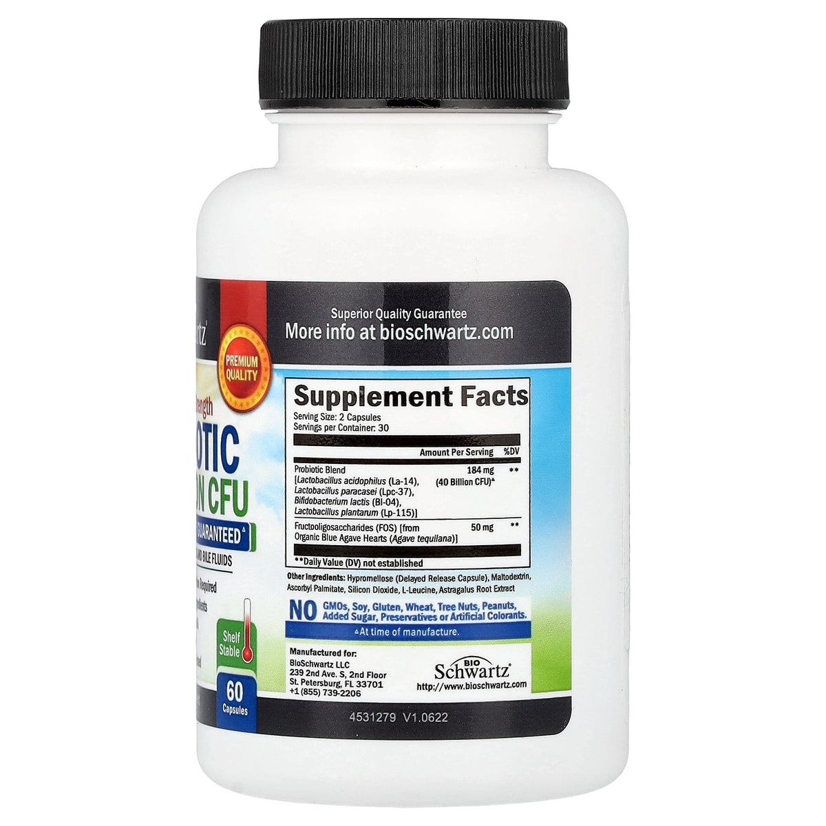 BioSchwartz, Advanced Strength Probiotic, 60 Capsules