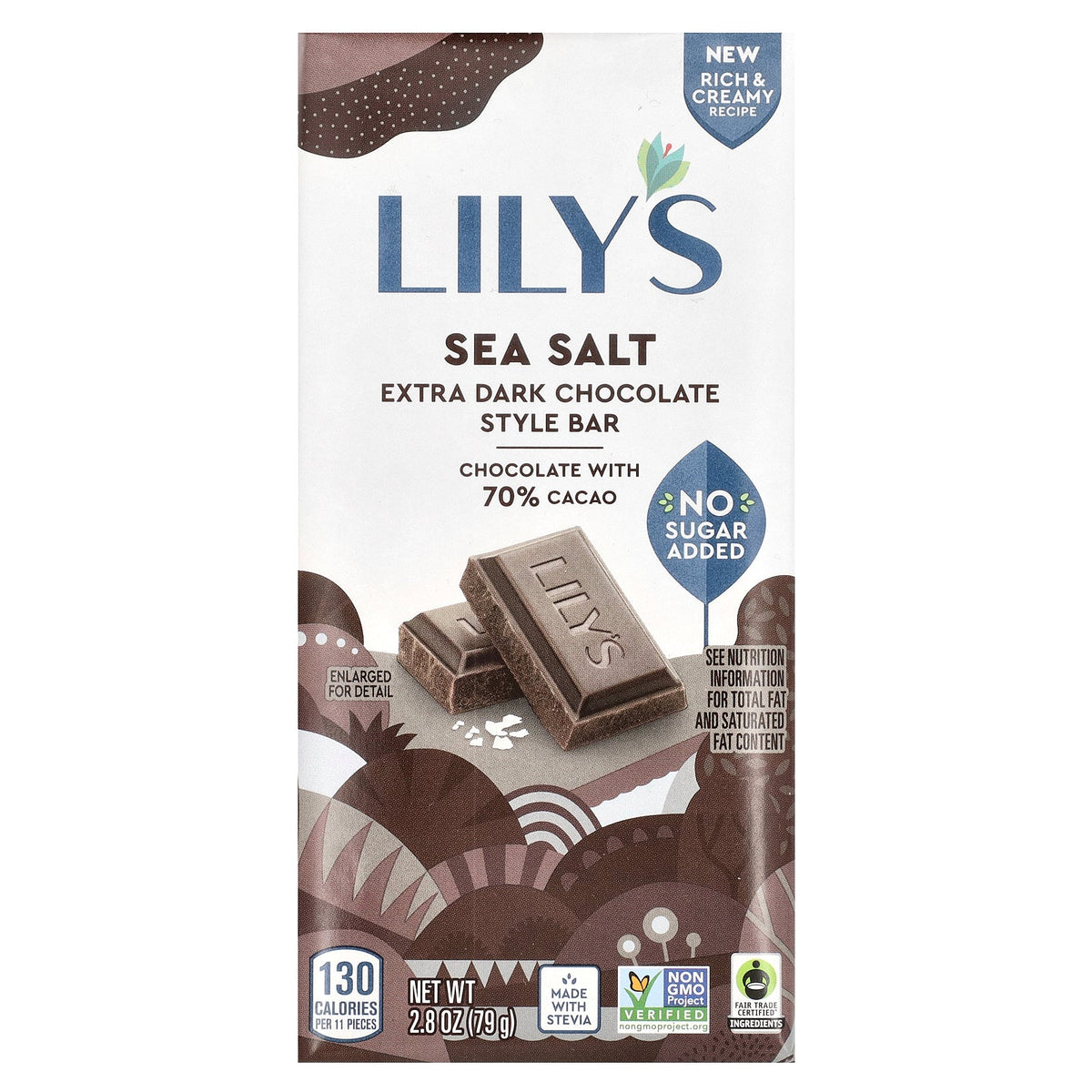 Lily's Sweets, Extra Dark Chocolate Style Bar, Sea Salt, 70% Cacao, 2.8 oz (79 g)