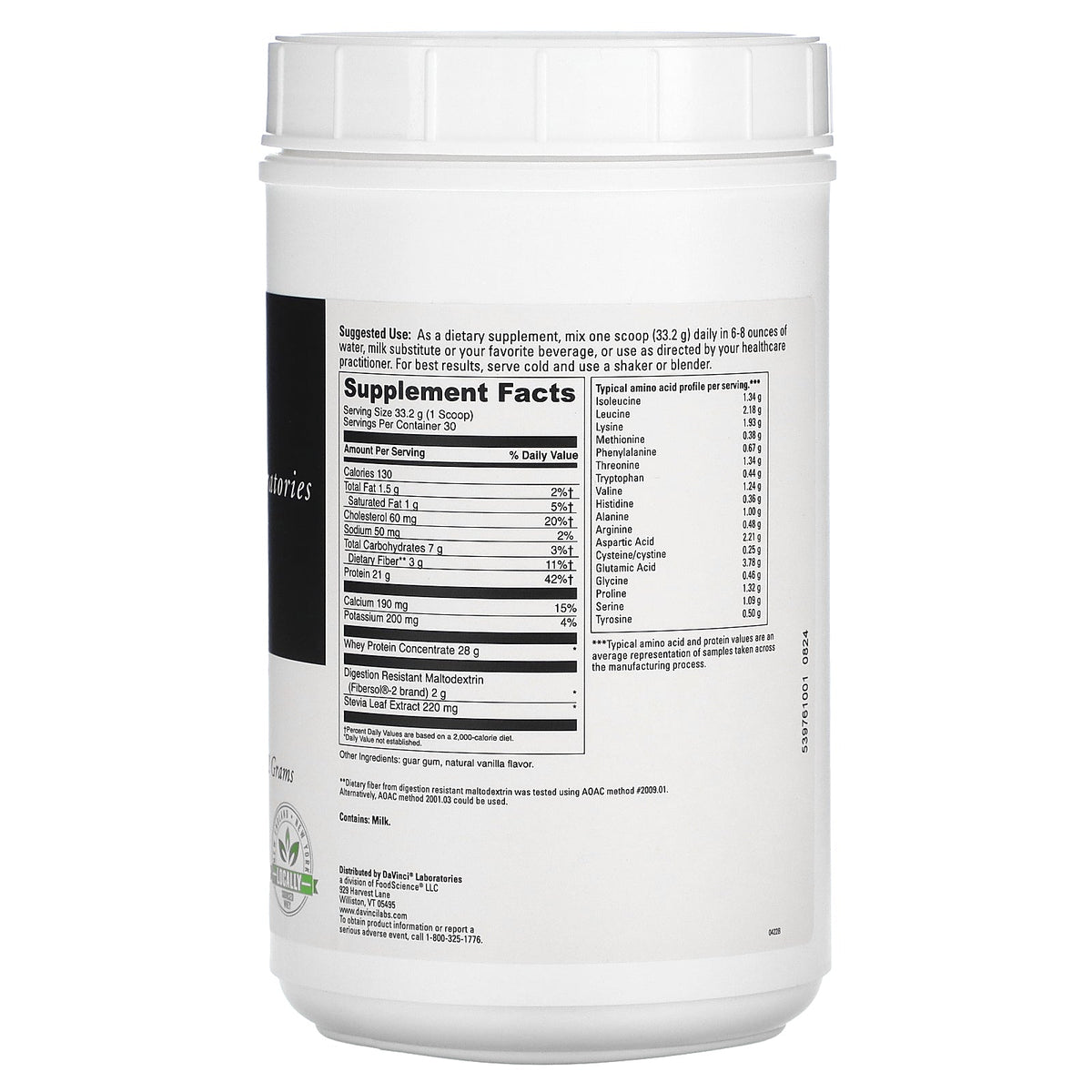 DaVinci Laboratories, Right Whey, Creamy Vanilla, 2.2 lbs (996 g)