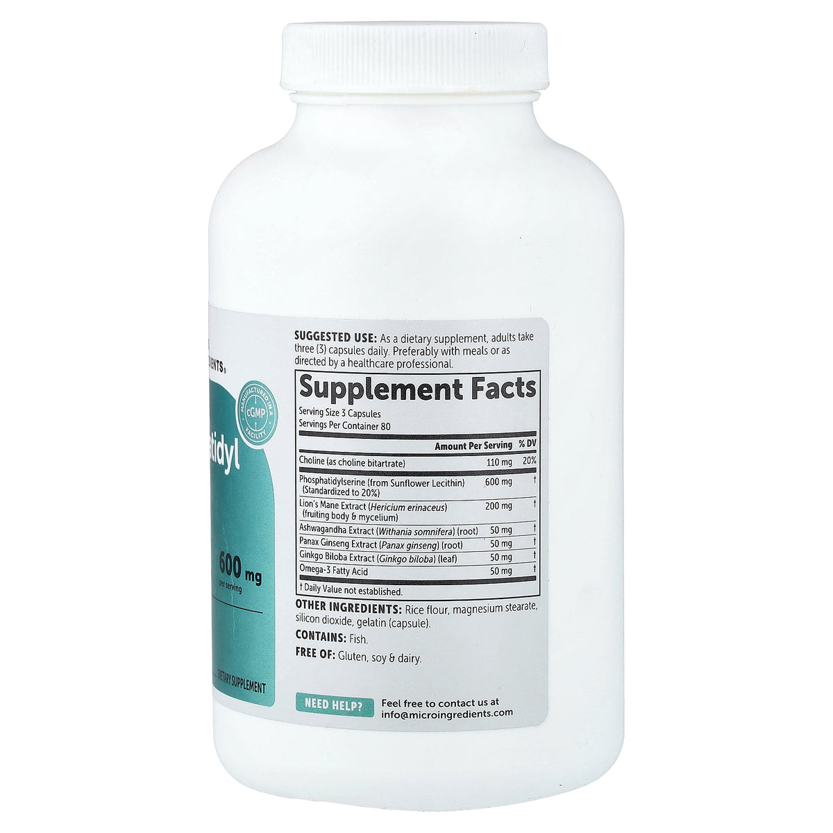 Micro Ingredients, Phosphatidyl Serine, 240 Capsules