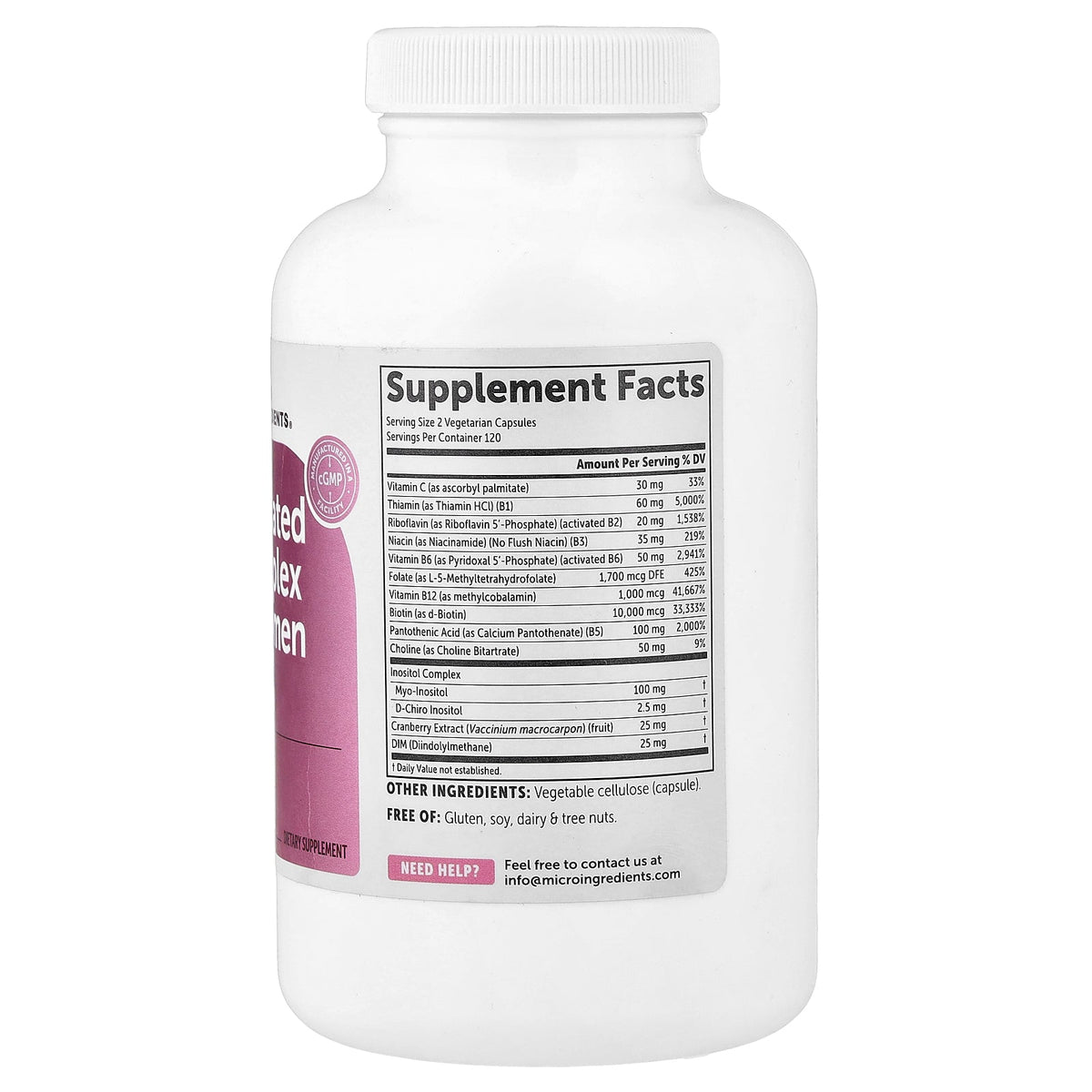 Micro Ingredients, Methylated B Complex for Women, 240 Vegetarian Capsules