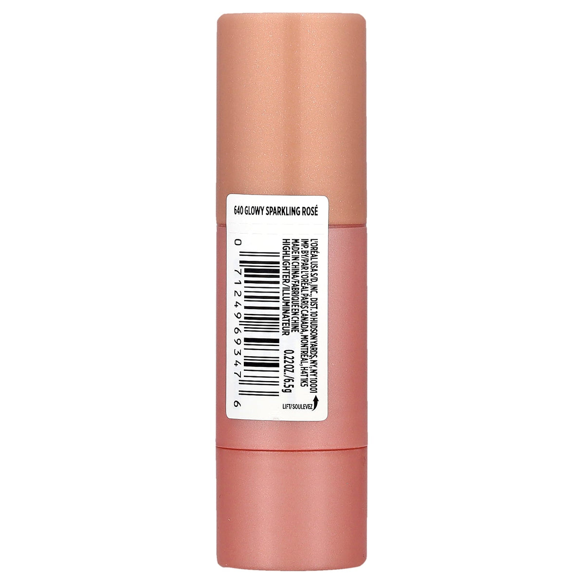 L'Oréal, Lumi, Le Glow Highlighter Stick, 640 Glowy Sparkling Rosé, 0.22 oz (6.5 g)