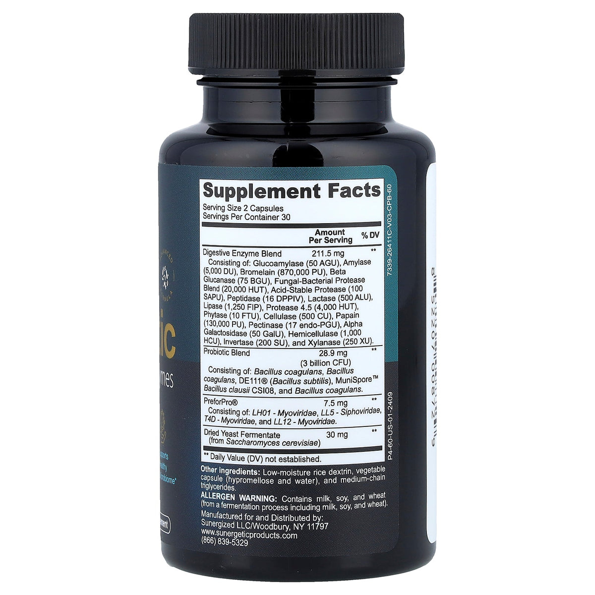 Sunergetic, Probiotic With Digestive Enzymes, 60 Capsules