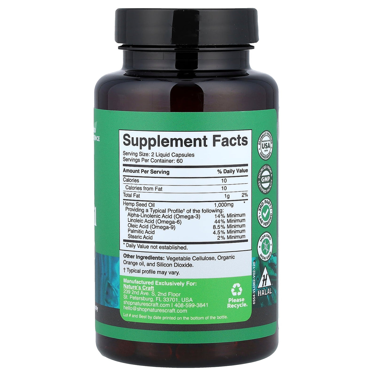 Nature's Craft, Hemp Seed Oil, 120 Liquid Capsules (500 mg per Capsule)
