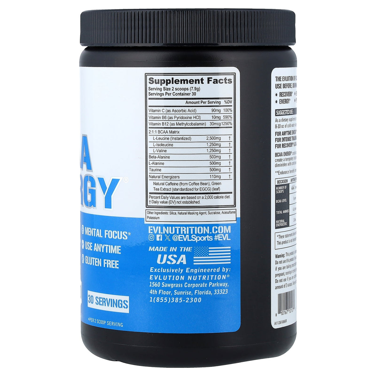 EVLution Nutrition, BCAA Energy®, Unflavored, 8.4 oz (237 g)