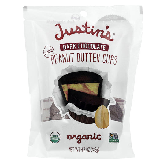 Justin's Nut Butter, Organic Mini Peanut Butter Cups, Dark Chocolate, 4.7 oz (133 g)