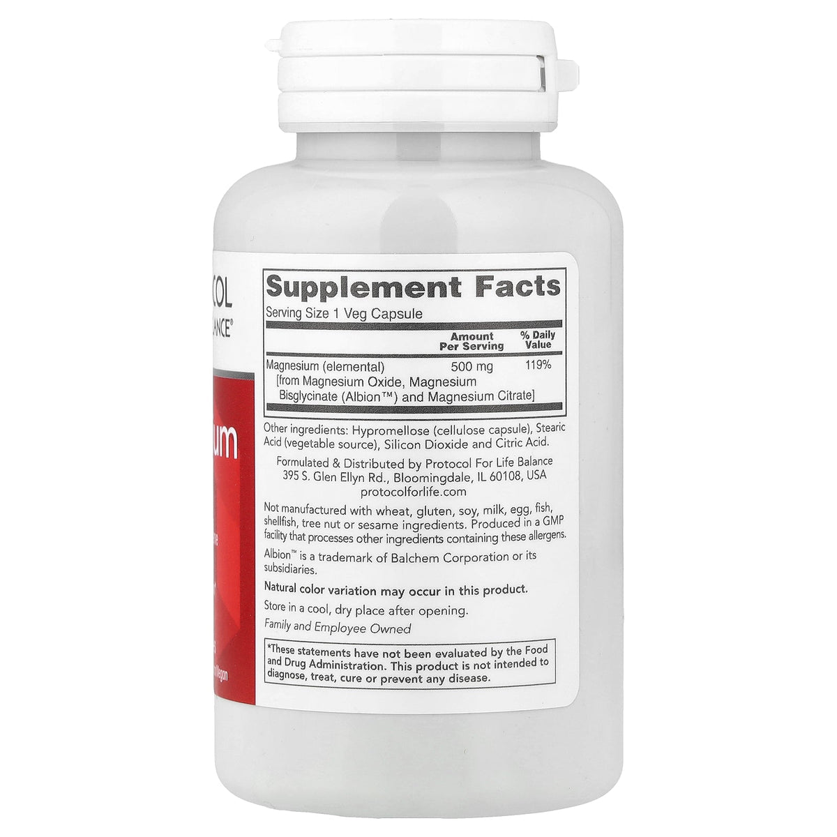 Protocol for Life Balance, Magnesium, 500 mg, 120 Veg Capsules
