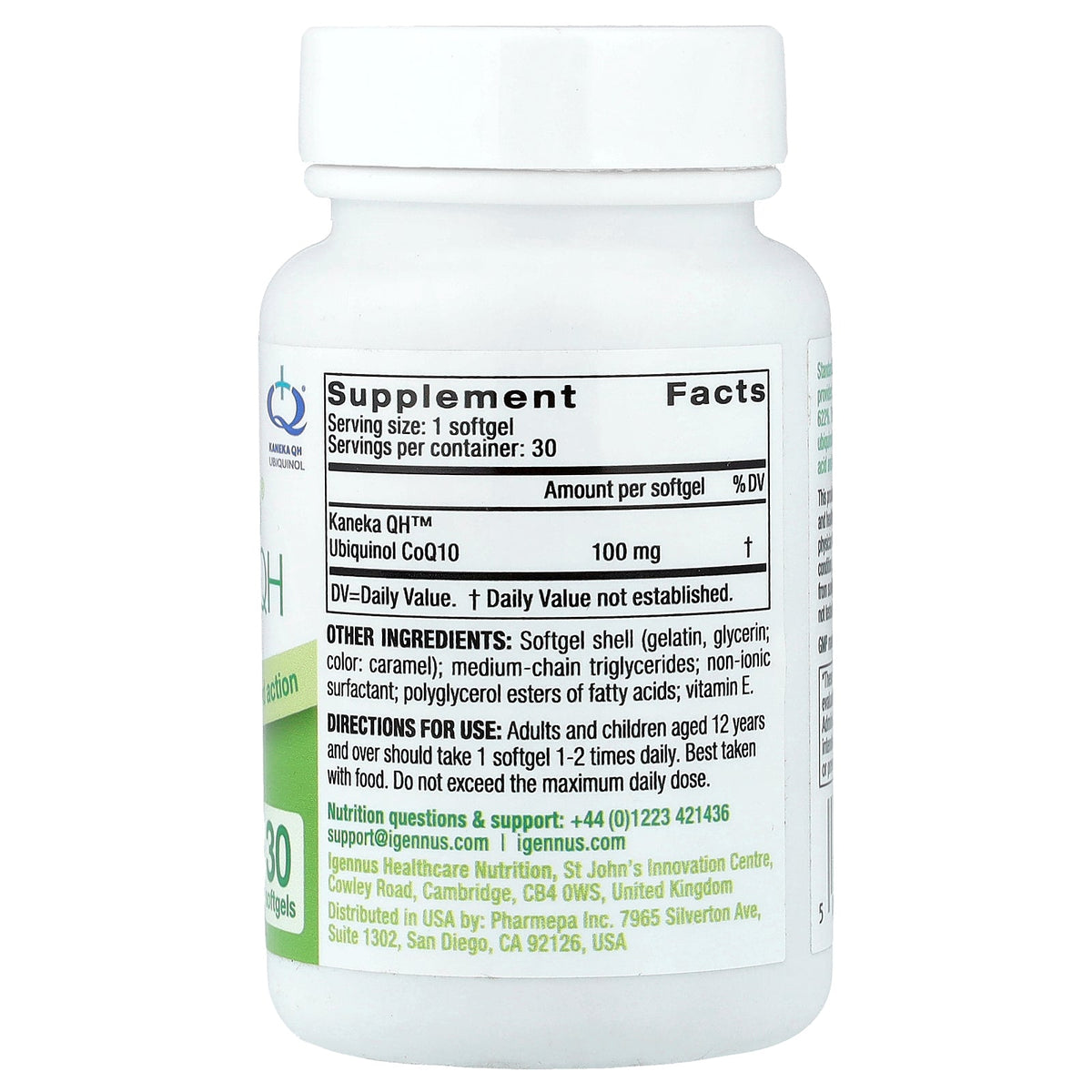 Igennus, Vesisorb® Ubiquinol-QH, 100 mg, 30 Softgels