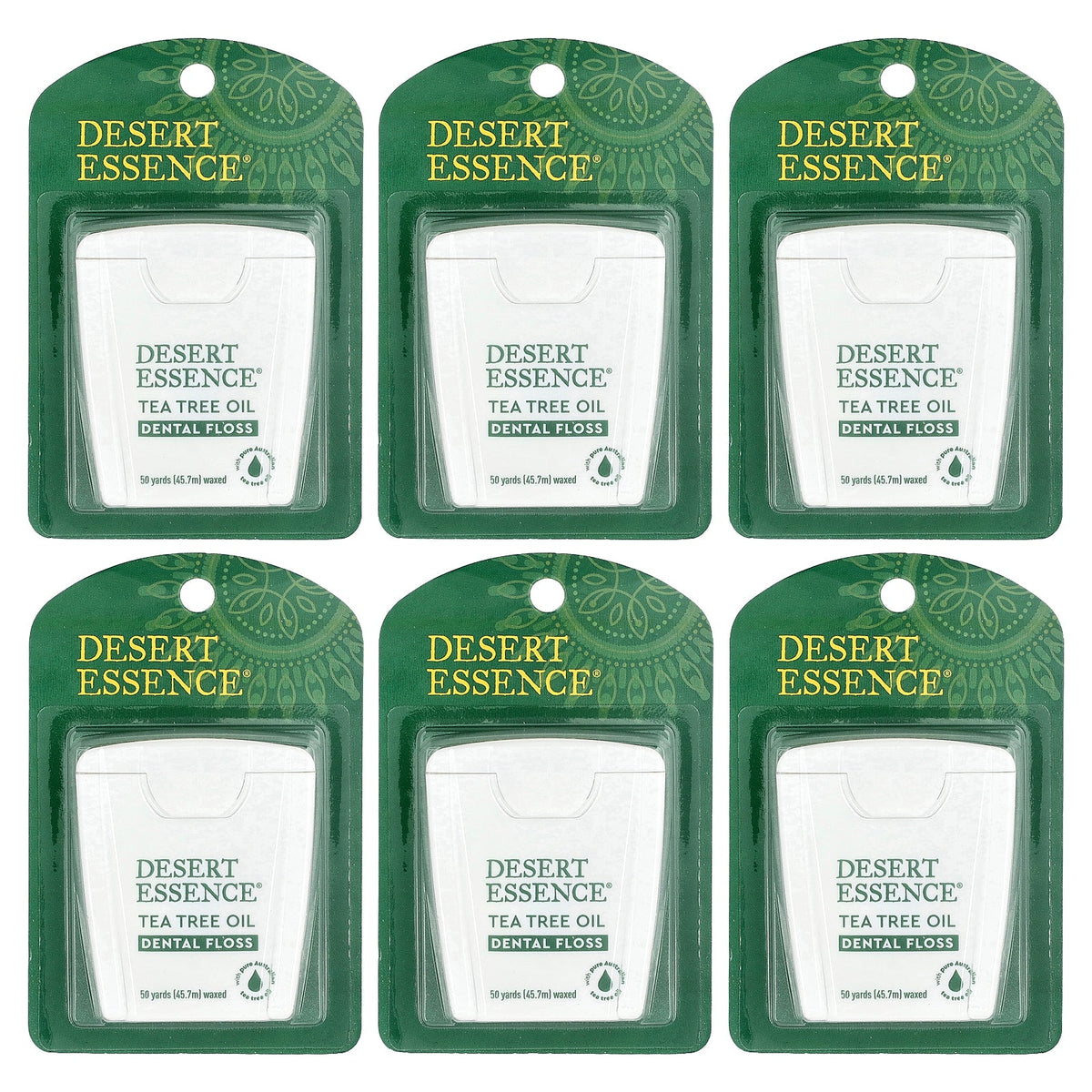 Desert Essence, Dental Floss, Waxed, Tea Tree Oil, 6 Count, 50 yds (45.7 m) Each