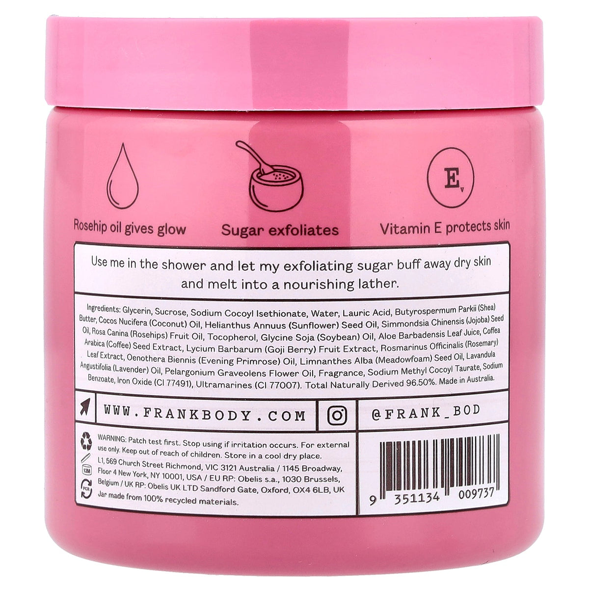 frank body, Rosehip Body Scrub + Cleanser, 8.82 oz (250 g)