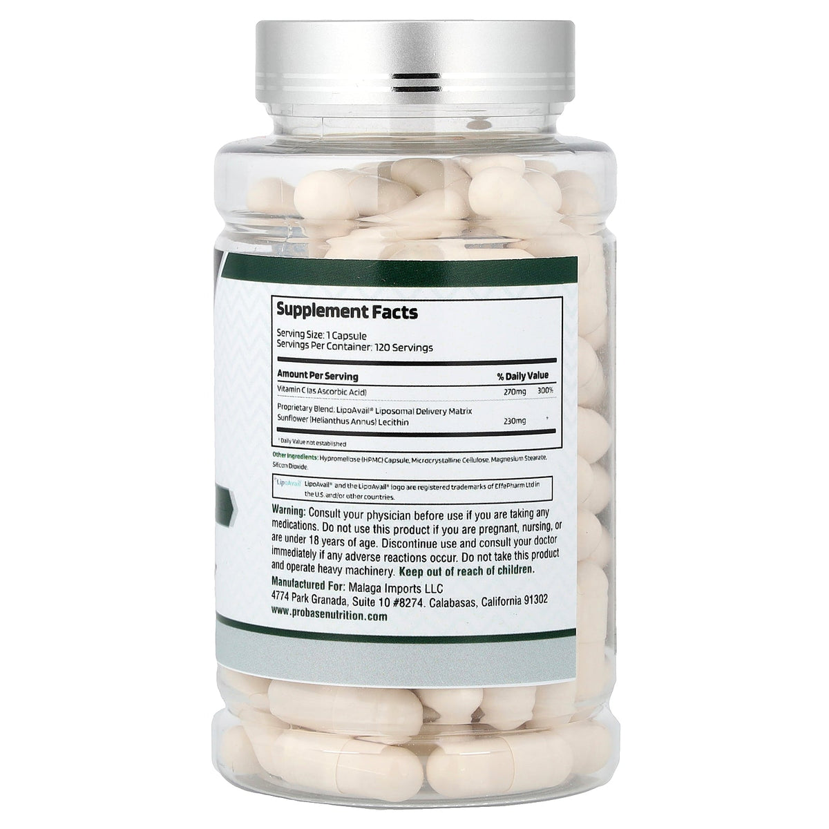 Probase Nutrition, Liposomal Vitamin C, 120 Capsules