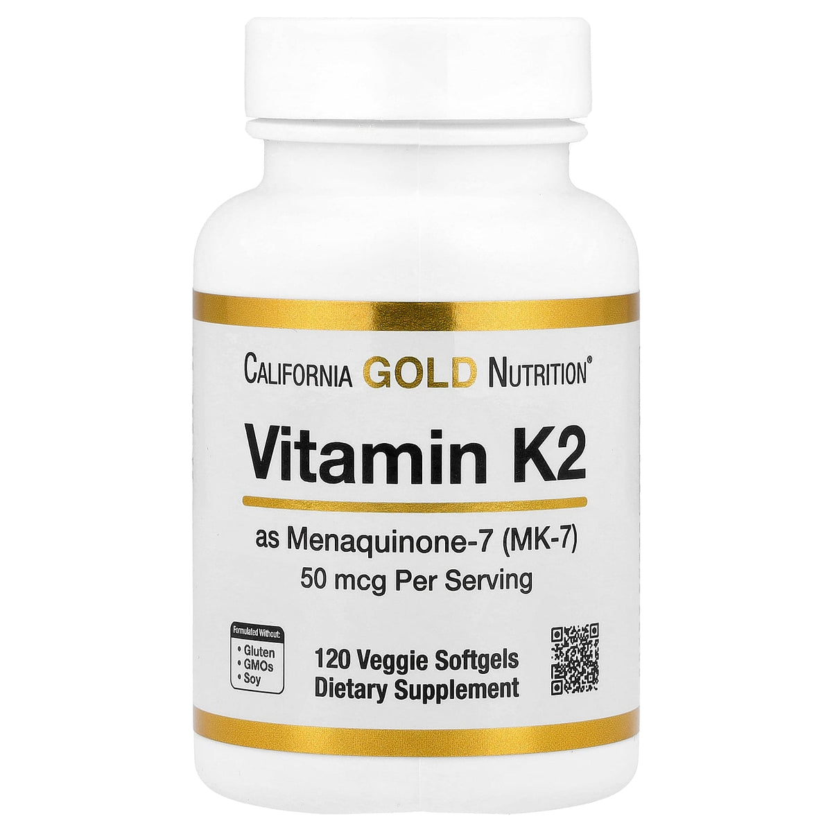 California Gold Nutrition, Vitamin K2 (as Menaquinone-7), 50 mcg , 120 Veggie Softgels