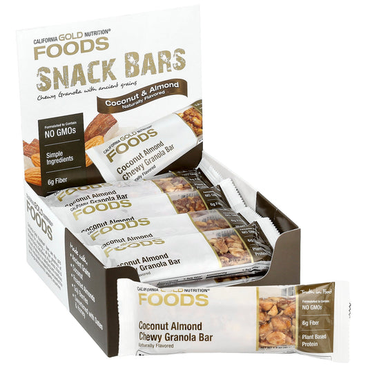 California Gold Nutrition, Foods, Coconut Almond Chewy Granola Bars, 12 Bars, 1.4 oz (40 g) Each
