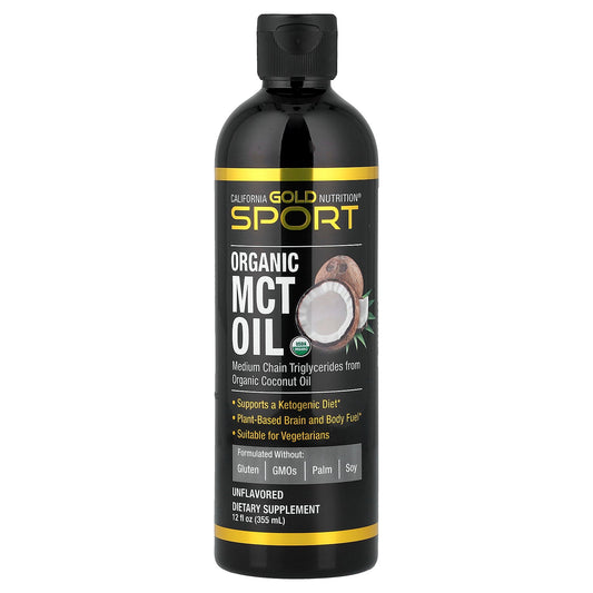 California Gold Nutrition, Sport, Organic MCT Oil, Unflavored, 12 fl oz (355 ml)