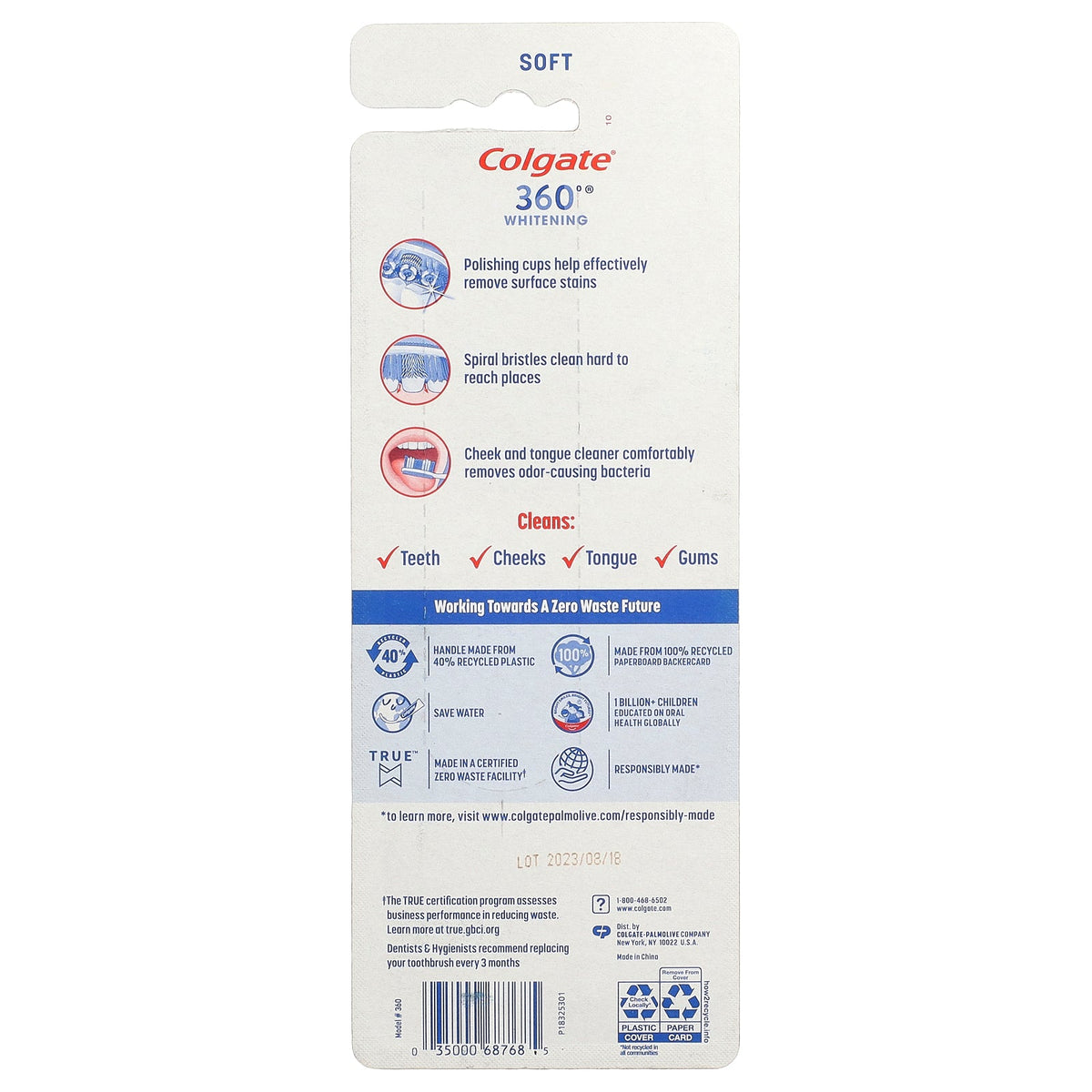 Colgate, 360 Whitening Toothbrushes, Soft, 4 Pack