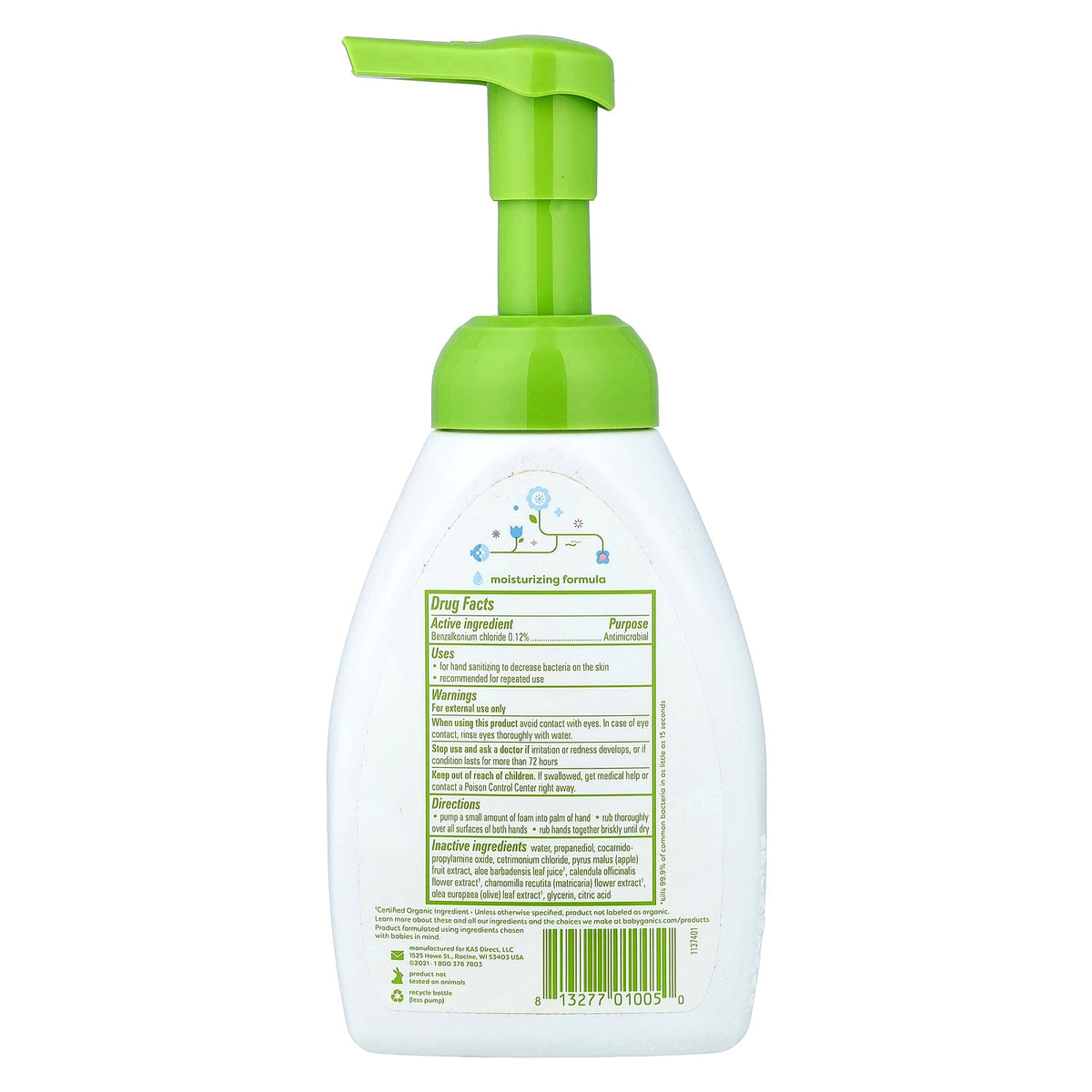 Babyganics, Alcohol-Free Foaming Hand Sanitizer, Fragrance Free, 3 Pack, 8.45 fl oz (249 ml) Each