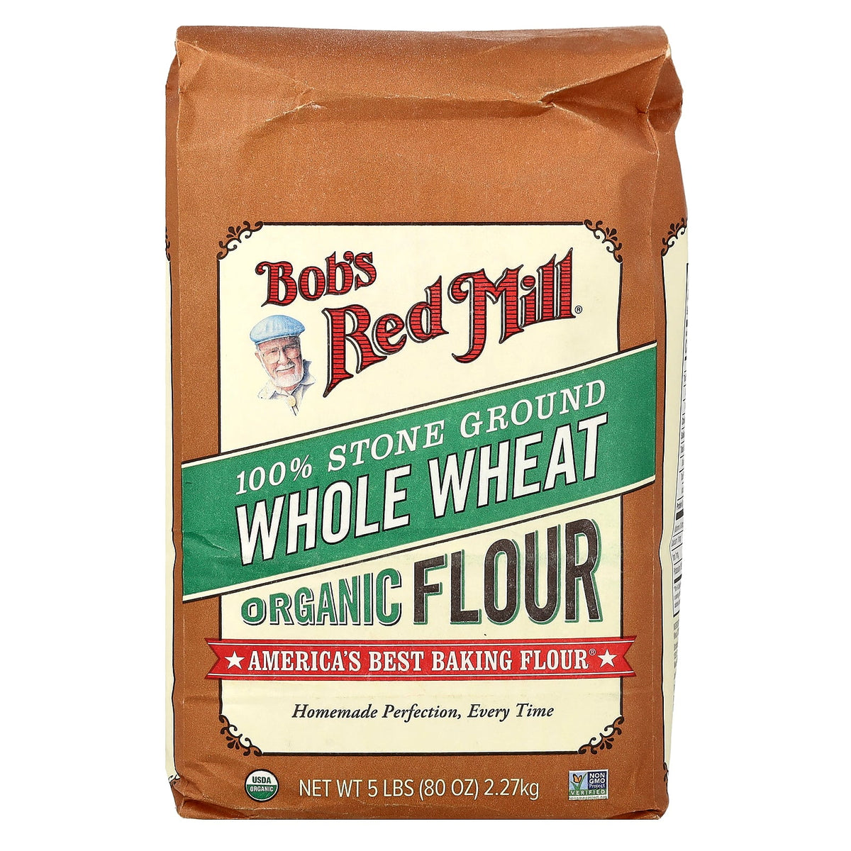 Bob's Red Mill, Organic 100% Stone Ground Whole Wheat Flour, 80 oz (2.27 kg)
