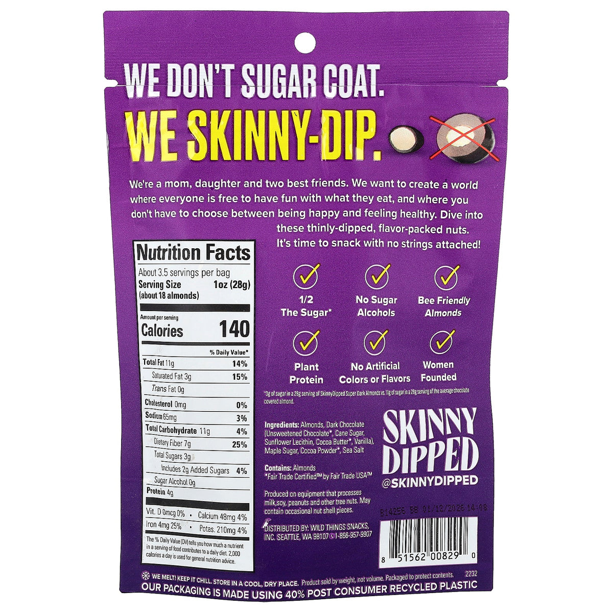 SkinnyDipped, Super Dark + Sea Salt Almonds, 3.5 oz (99 g)