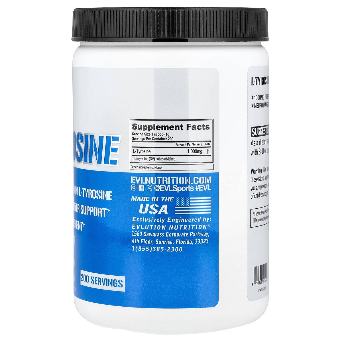EVLution Nutrition, L-Tyrosine, Unflavored, 7.05 oz (200 g)