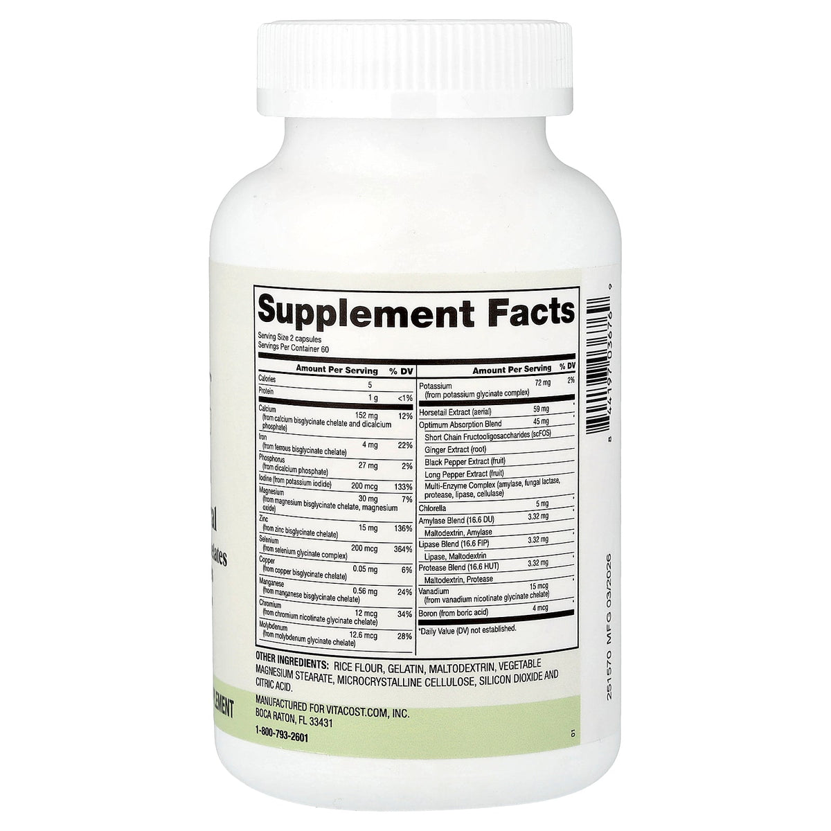 Vitacost, Everyday, Chelated Multimineral, 120 Capsules
