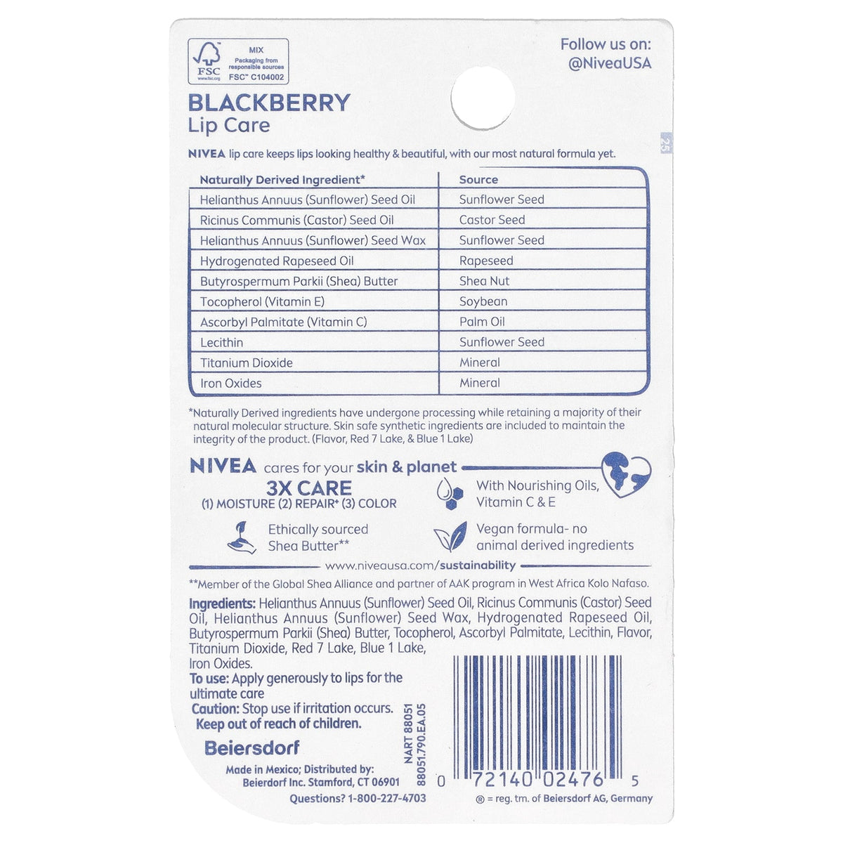 Nivea, Tinted Lip Care, Blackberry, 2 Pack, 0.17 oz (4.8 g) Each