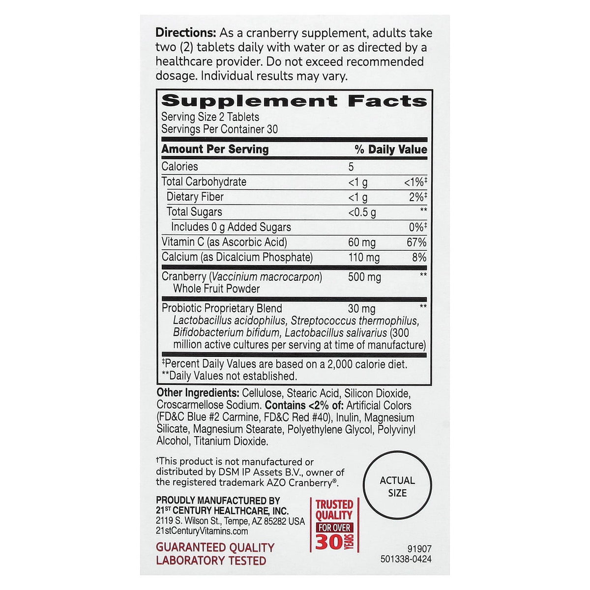 21st Century, Cranberry Plus Probiotic, 60 Tablets