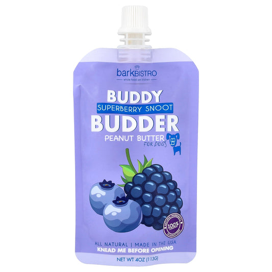 Bark Bistro, Buddy Budder, Peanut Butter, For Dogs, Superberry Snoot, 4 oz (113 g)