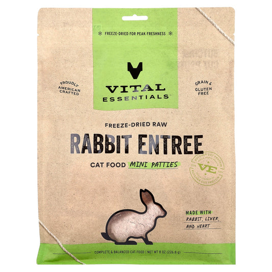 Vital Essentials, Freeze-Dried Raw Cat Food, Rabbit Entree, 8 oz (226.8 g)