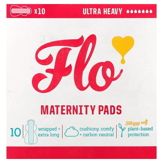 Here We Flo, Maternity Pads, Ultra Heavy, 10 Pads