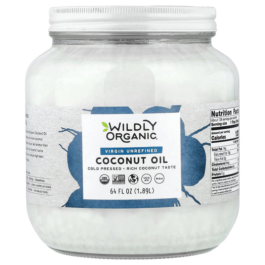 Wildly Organic, Virgin Unrefined Coconut Oil, 64 fl oz (1.89 L)