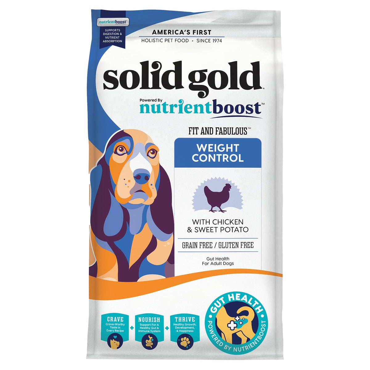 Solid Gold, Fit and Fabulous™ Weight Control, For Adult Dogs, Chicken & Sweet Potato, 3.75 lbs (1.7 kg)