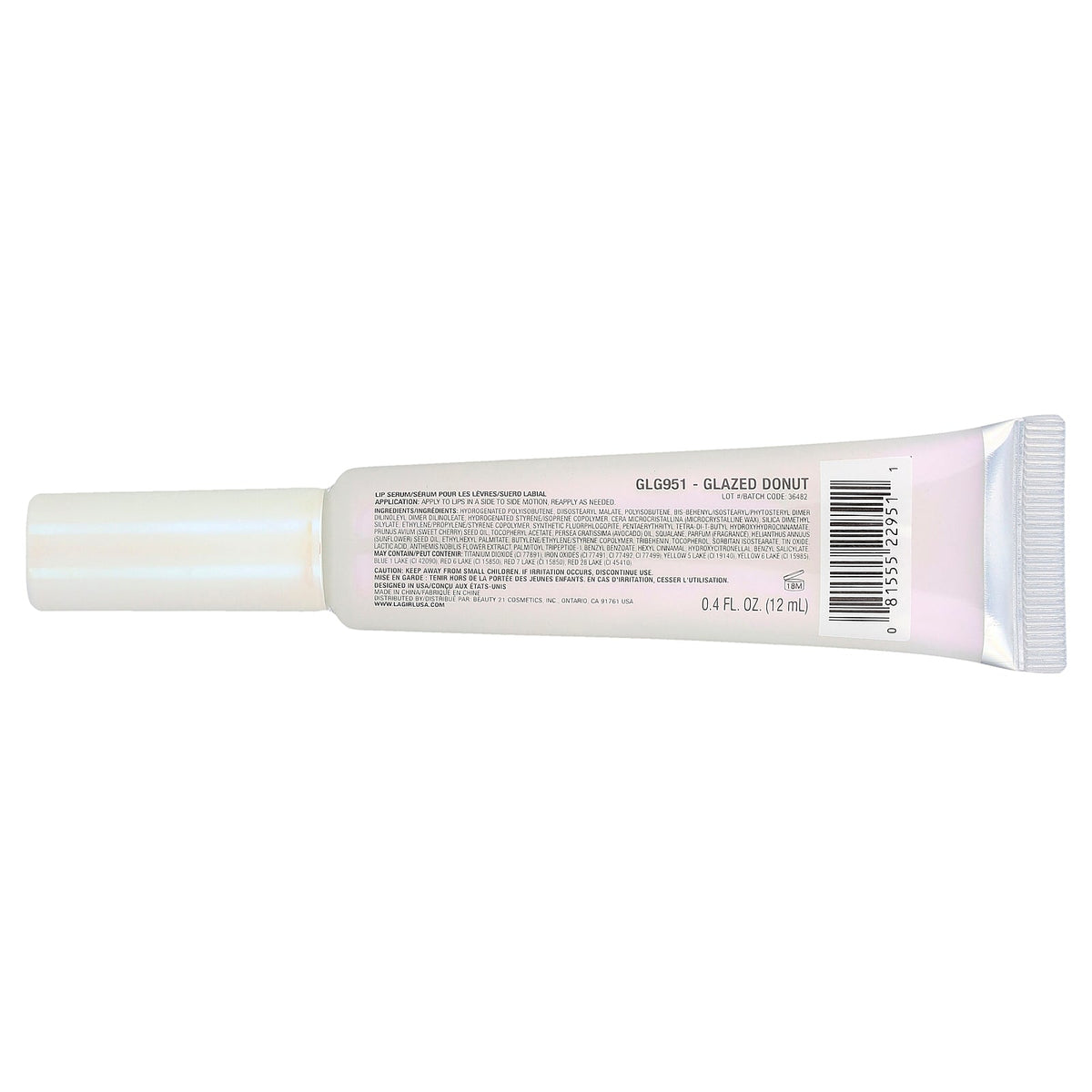 L.A. Girl, Glazed Lippie, Lip Serum, GLG951 Glazed Donut, 0.4 fl oz (12 ml)