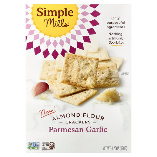 Simple Mills, Almond Flour Crackers, Parmesan Garlic, 4.25 oz (120 g)