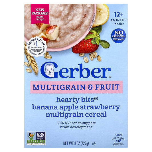 Gerber, Hearty Bits®, Multigrain &  Fruit Cereal, 12+ Months, Banana, Apple, Strawberry, 8 oz (227 g)