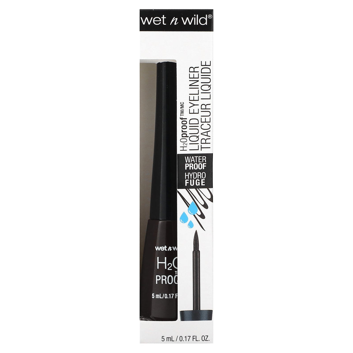 wet n wild, H2OProof, Liquid Eyeliner, 880 Dark Brown, 0.17 fl oz (5 ml)