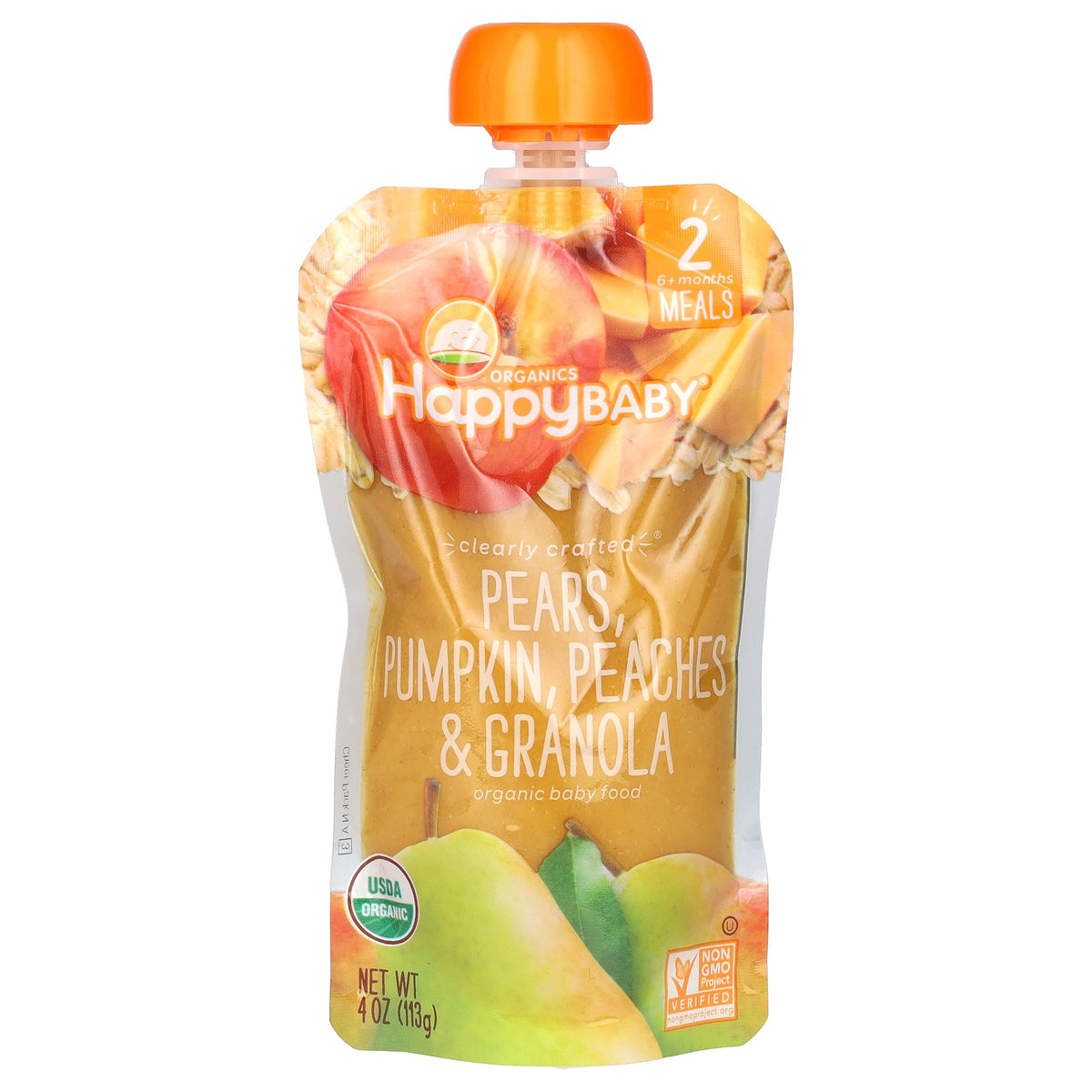 Happy Family Organics, Happy Baby®, Organic Baby Food, 6+ Months, Pears, Pumpkin, Peaches & Granola, 4 oz (113 g)