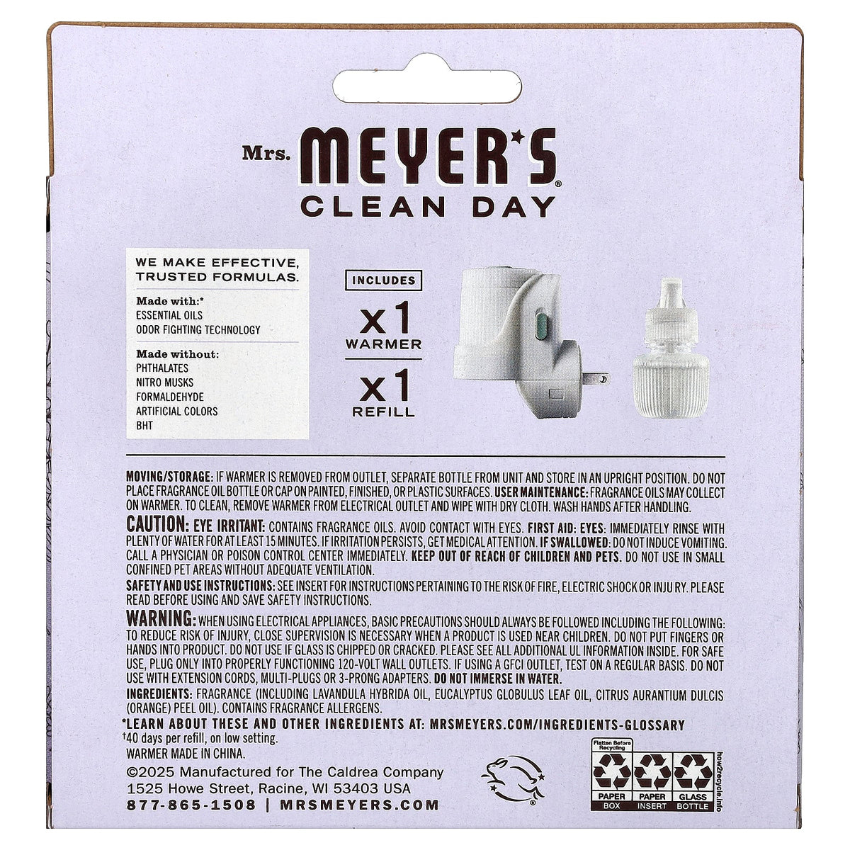 Mrs. Meyers Clean Day, Premium Scented Oil Diffuser Kit, Lavender, 1 Kit